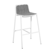 Aluminium outdoor high stool with shell in rope H-Nida Aluminium outdoor high stool with shell in rope H-Nida