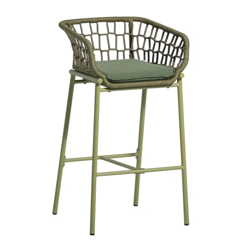 Outdoor metal bar stool with armrests