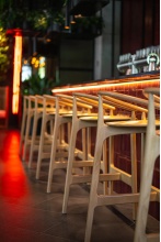 Wooden bar stool with three legs H-2940 EVO