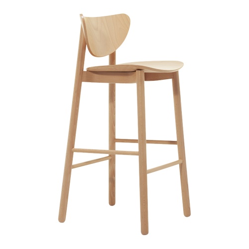 Wooden bar stool with upholstered seat