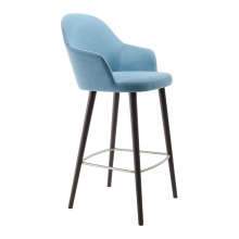 Wooden upholstered bar stool with metal sleeves H-2478 Cocktail