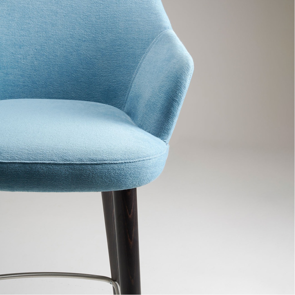 Wooden upholstered bar stool with metal sleeves H-2478 Cocktail