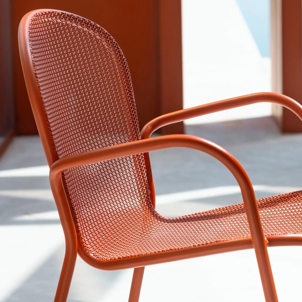 Stackable steel garden chair with armrests Ronda X