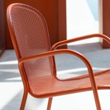 Stackable steel garden chair with armrests Ronda X
