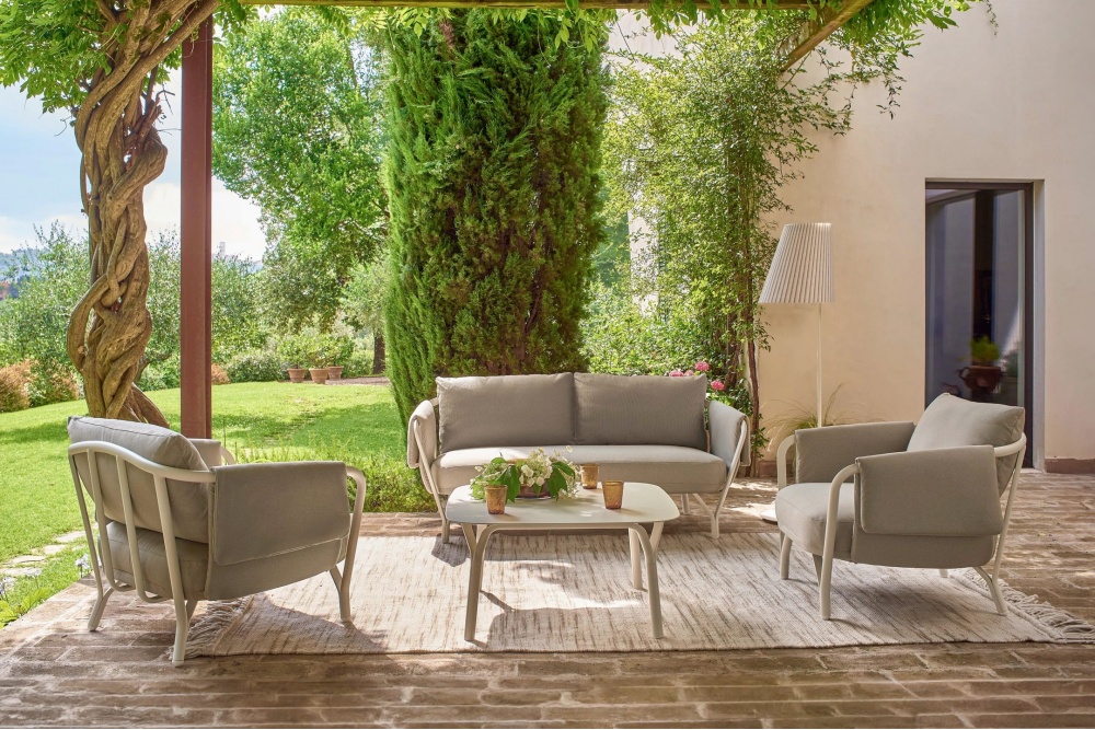 2/3 seater fabric garden sofa with aluminium frame D-9046 Angel