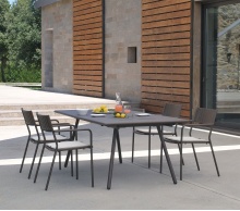 Stackable steel garden chair with armrests Bridge