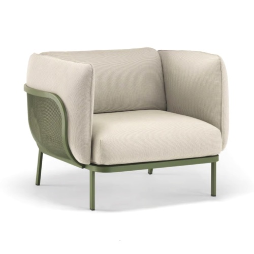 Fauteuil tapissé en metal