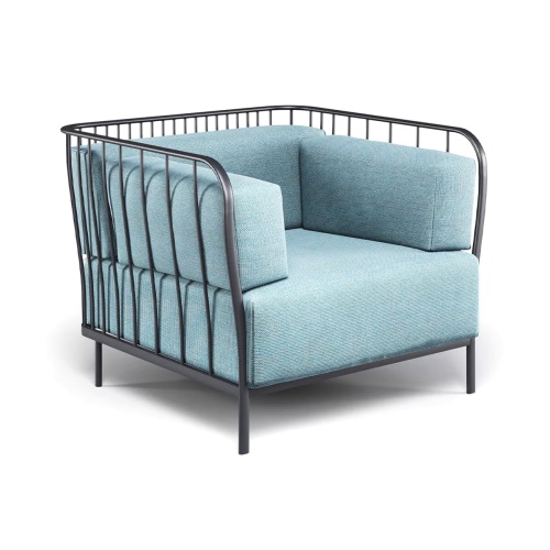 Fauteuil tapissé tapissé en métal