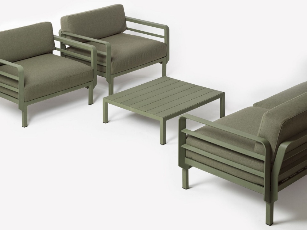 Outdoor fabric armchair with plastic frame D-Maximo