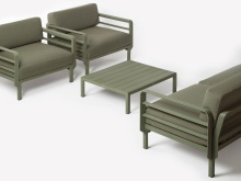 Outdoor fabric armchair with plastic frame D-Maximo