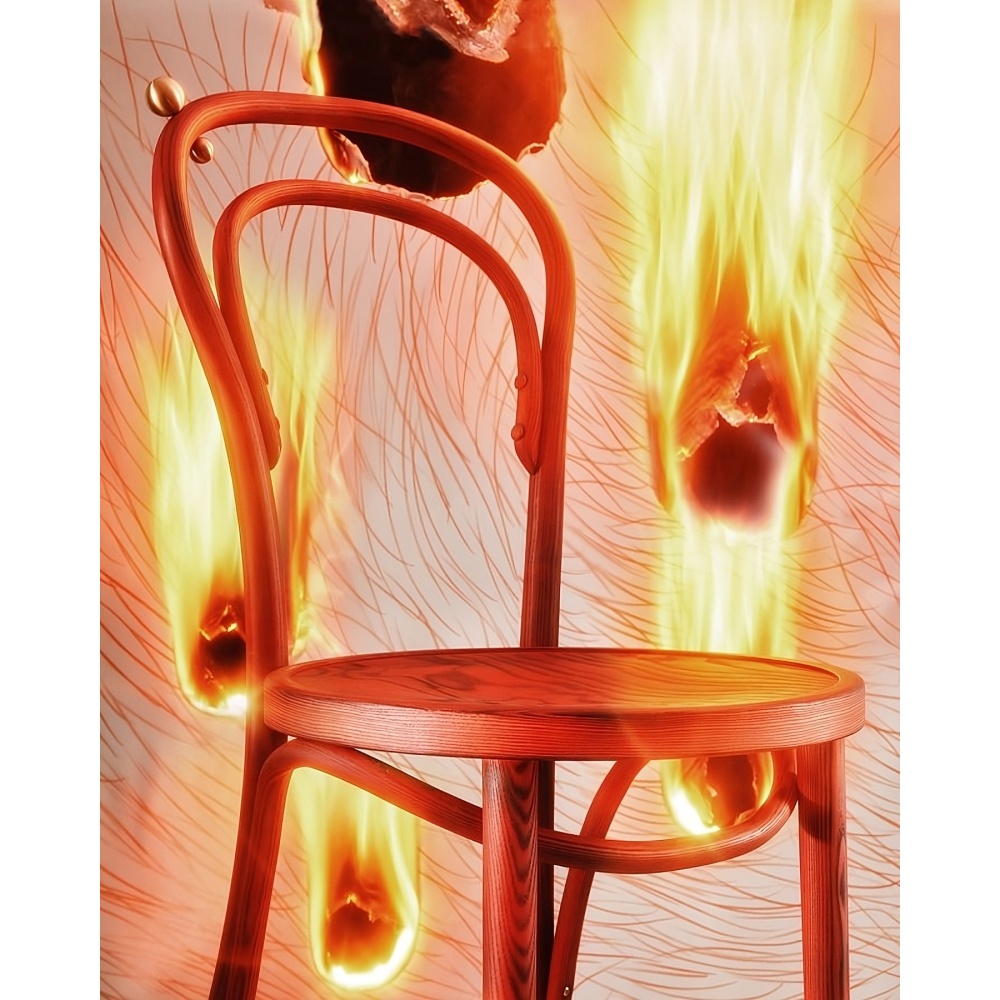 Chaise en bois courbé A-1880 Fuoco Arancia