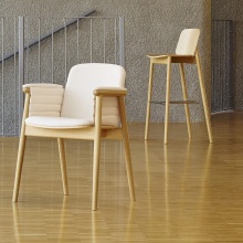 Restaurant upholstered beech chair with armrests B-4398 PROP