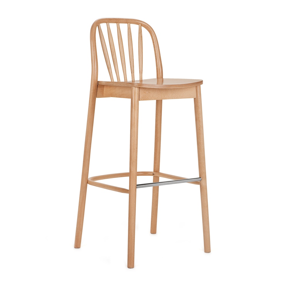 Beech wood vertical slat back high stool H-1070 Aldo Beech wood vertical slat back high stool H-1070 Aldo