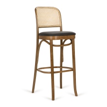 Cane back bar stool with upholstered seat H-8111