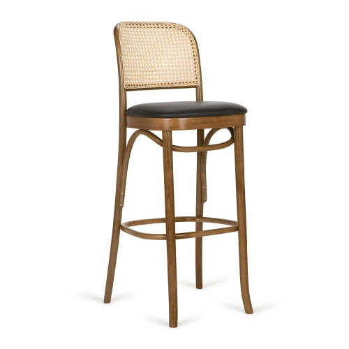 Tabouret de bar bistrot en bois courbé tressé