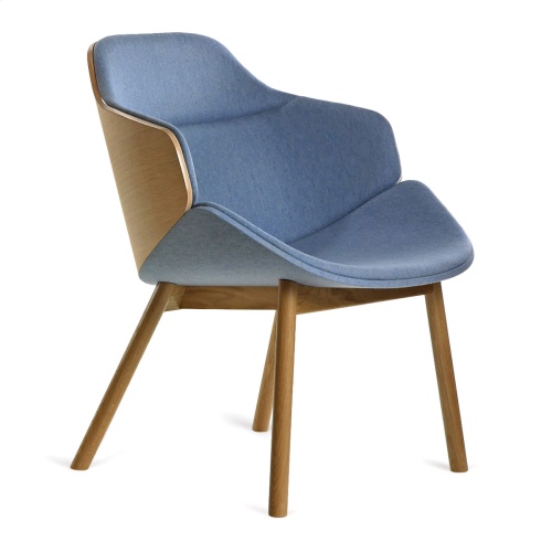 Fauteuil lounge en bois tapissé