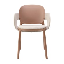 Patio technopolymer chair with padded seat and armrests B-2384 HUG