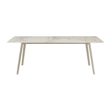 Die-cast aluminium table with a rectangular marble top Squid M 210х100