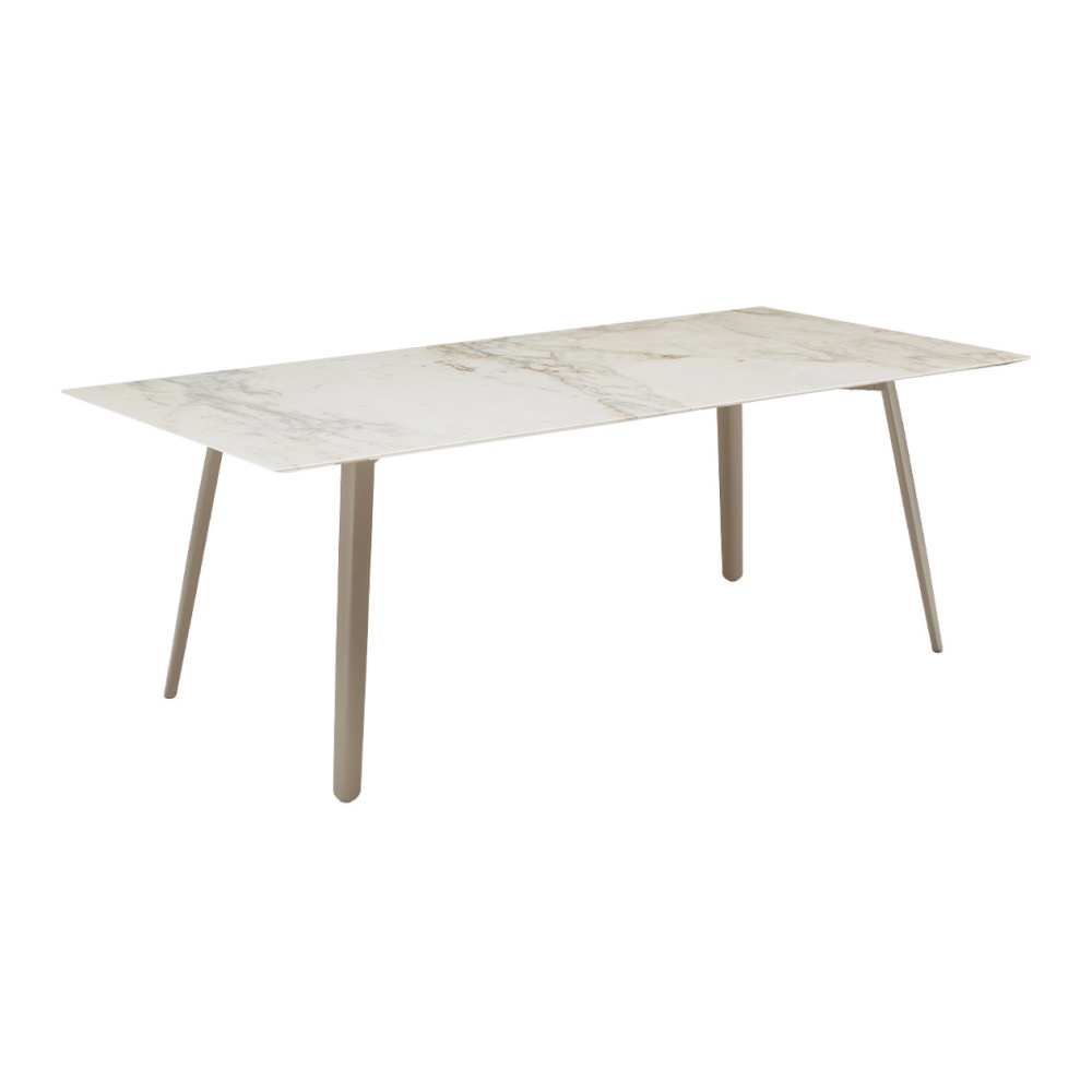 Die-cast aluminium table with a rectangular marble top Squid M 210х100