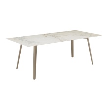 Die-cast aluminium table with a rectangular marble top Squid M 210х100
