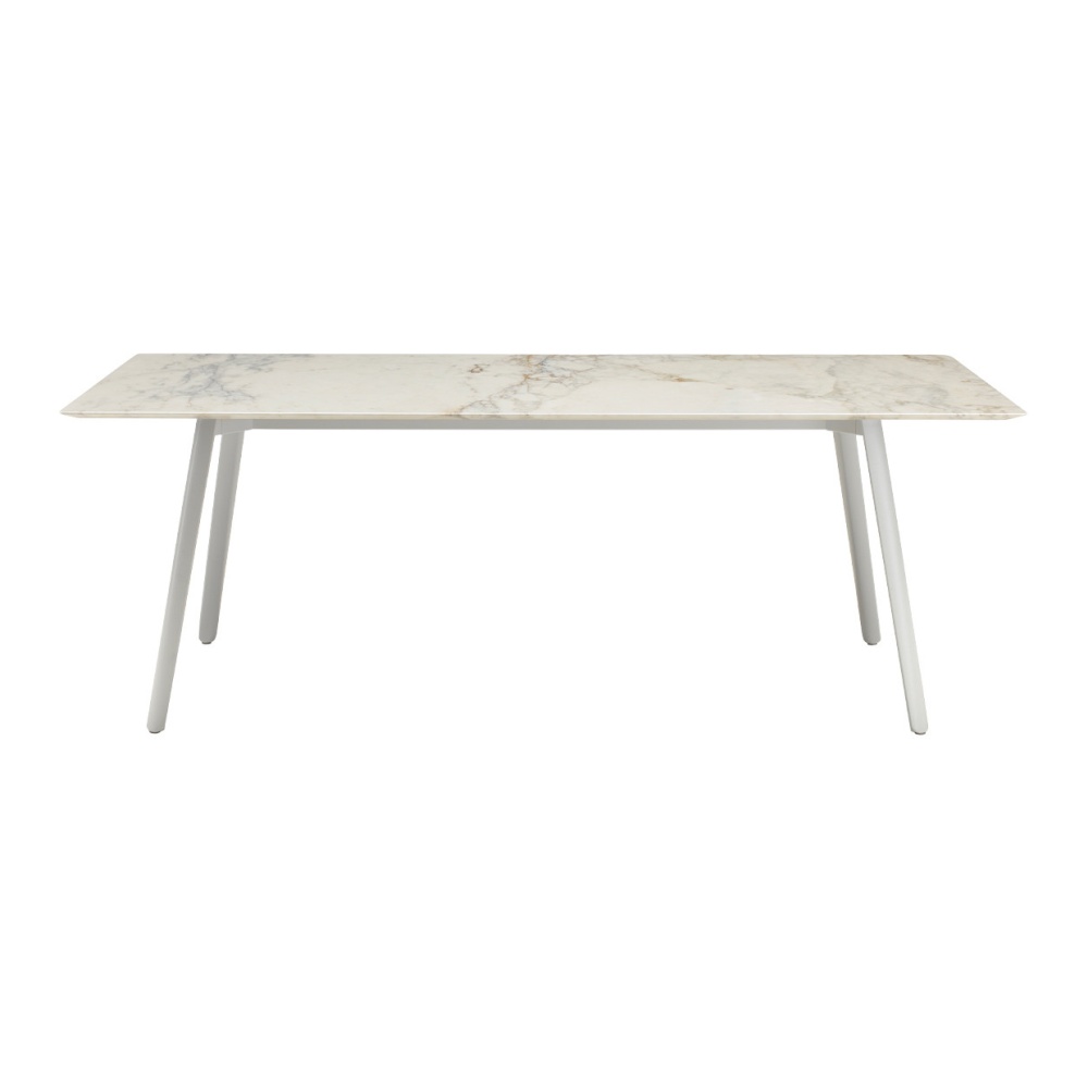 Die-cast aluminium table with a rectangular marble top Squid M 210х100