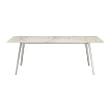 Die-cast aluminium table with a rectangular marble top Squid M 210х100