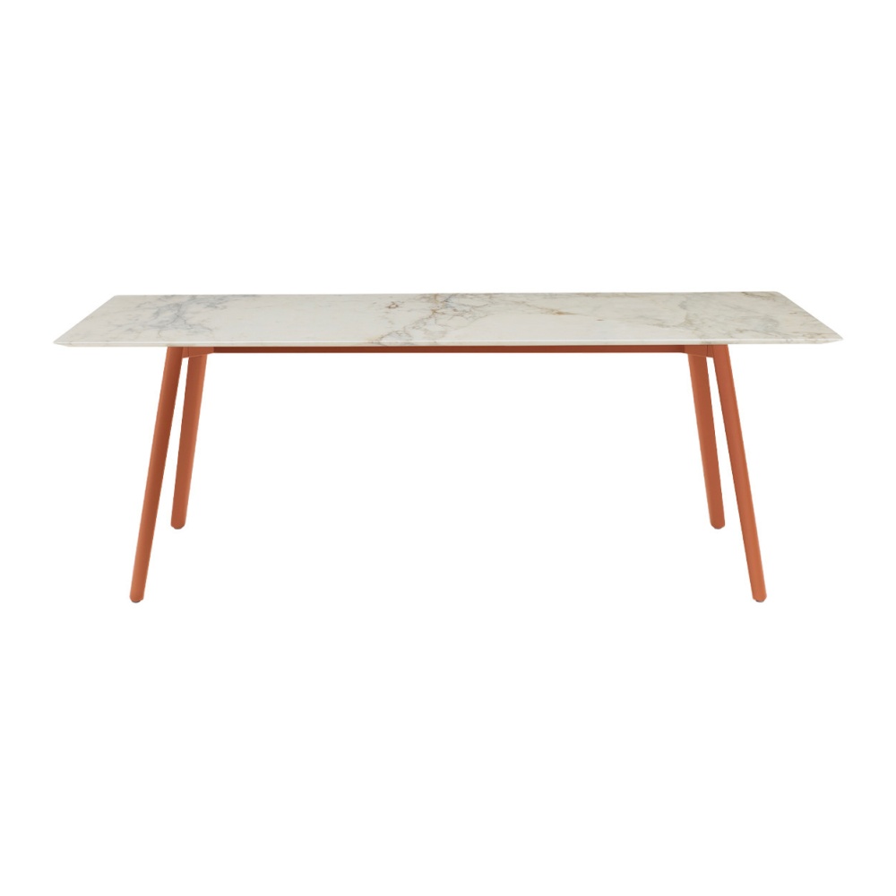Die-cast aluminium table with a rectangular marble top Squid M 210х100