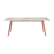 Die-cast aluminium table with a rectangular marble top Squid M 210х100
