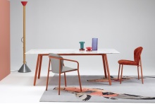 Die-cast aluminium table with a rectangular marble top Squid M 210х100