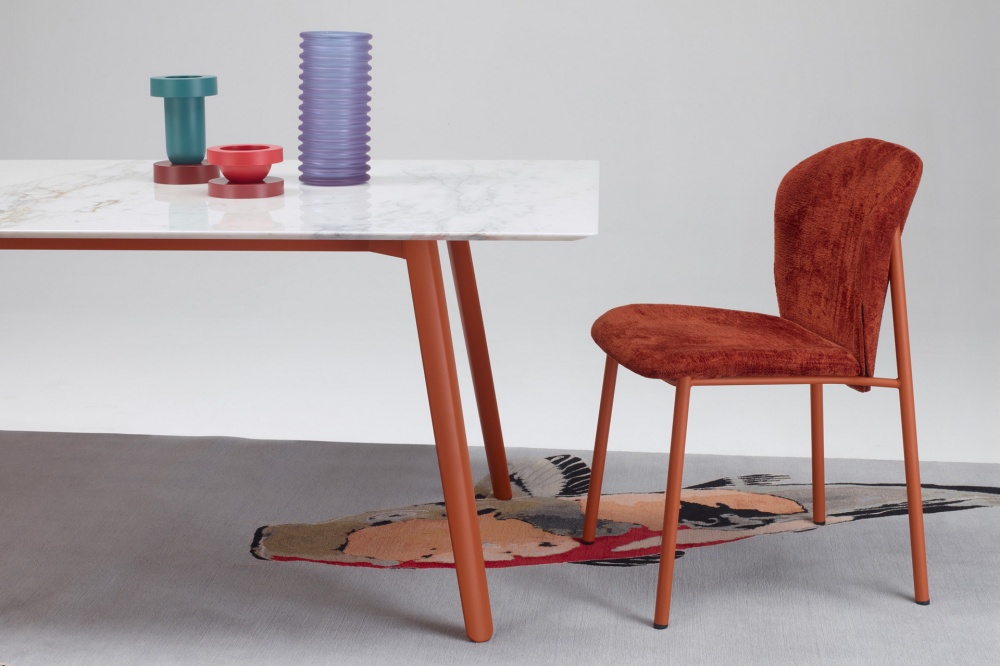 Die-cast aluminium table with a rectangular marble top Squid M 210х100