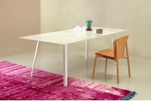 Die-cast aluminium table with a rectangular marble top Squid M 210х100