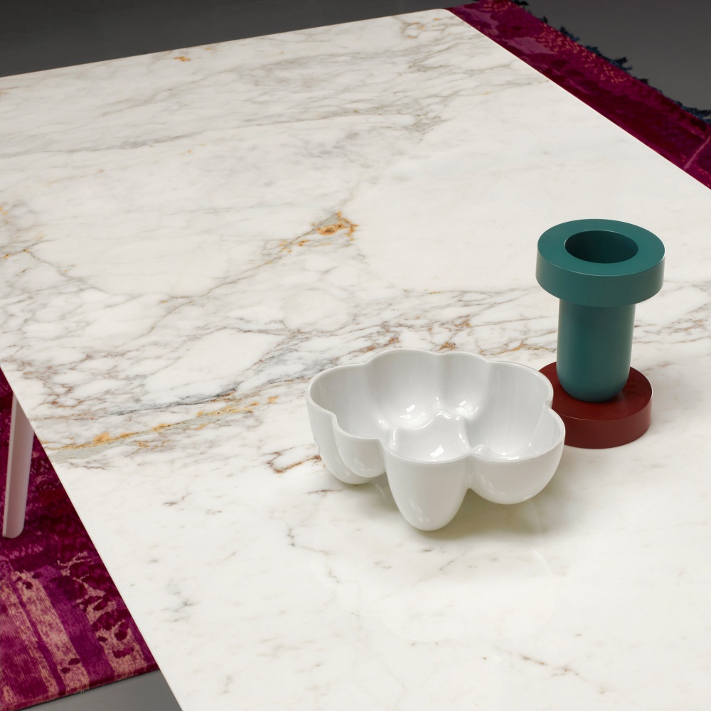Die-cast aluminium table with a rectangular marble top Squid M 210х100
