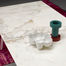 Die-cast aluminium table with a rectangular marble top Squid M 210х100