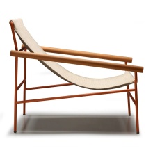 Steel chaise lounger with iroko armrests Dress Code Smart Outdoor