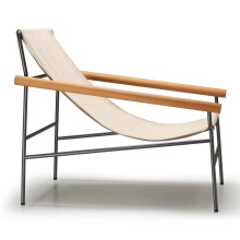 Steel chaise lounger with iroko armrests Dress Code Smart Outdoor