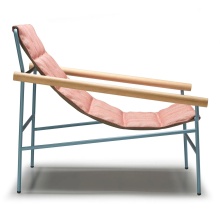 Steel chaise lounger with oak armrests Dress Code Glam Indoor