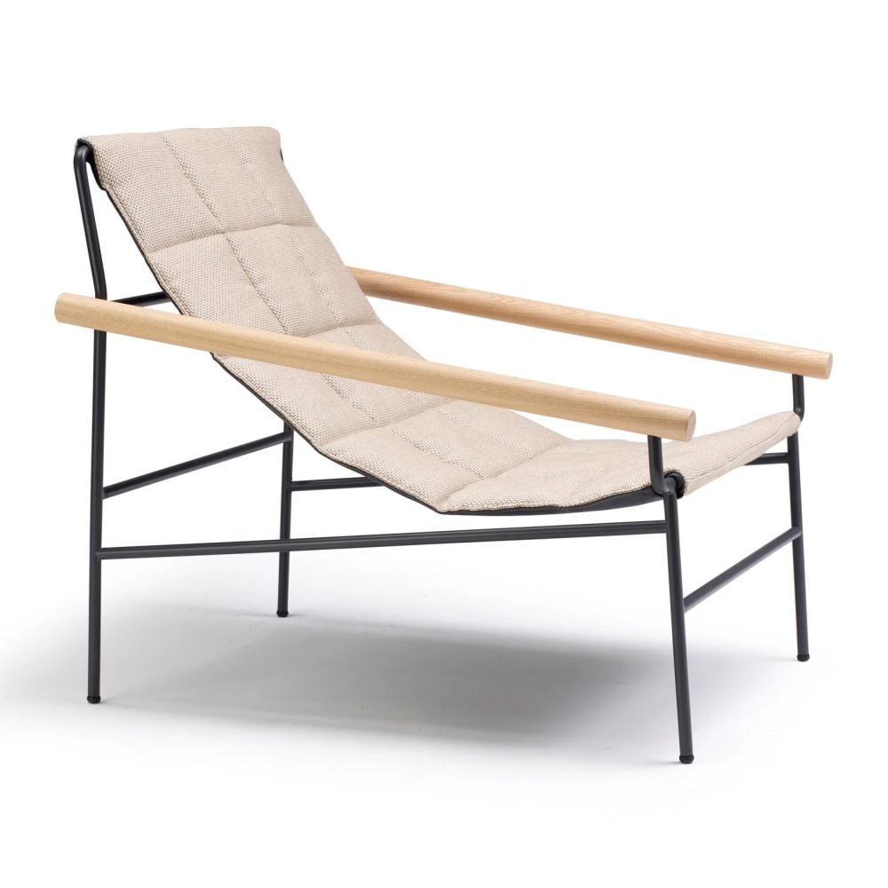 Steel chaise lounger with oak armrests Dress Code Glam Indoor