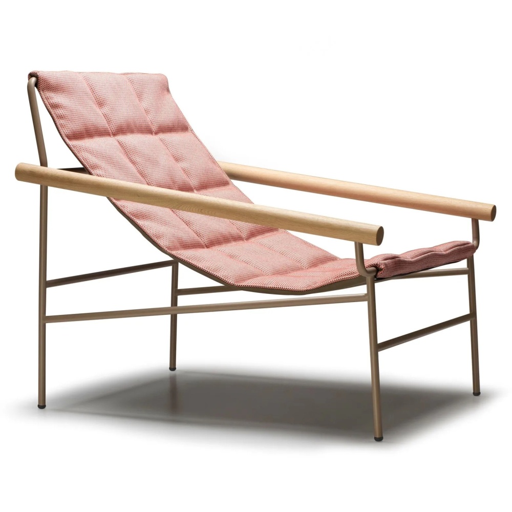 Steel chaise lounger with oak armrests Dress Code Glam Indoor