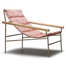 Steel chaise lounger with oak armrests Dress Code Glam Indoor