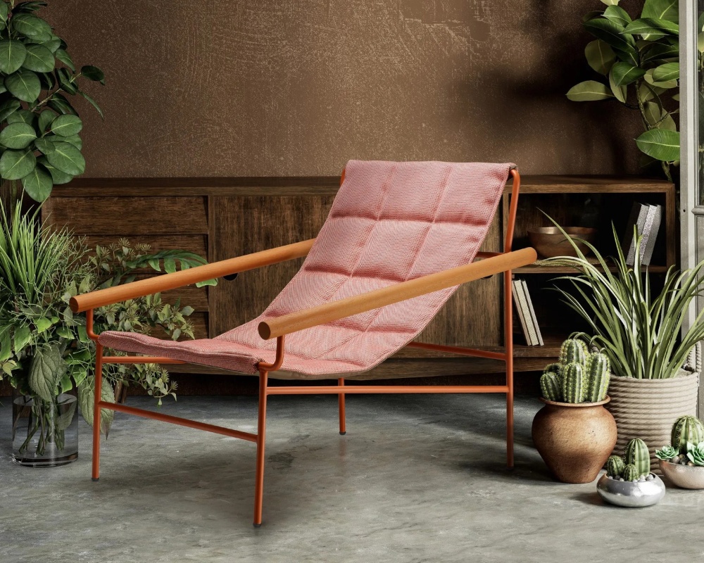 Steel chaise lounger with iroko armrests Dress Code Glam Outdoor
