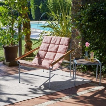 Steel chaise lounger with iroko armrests Dress Code Glam Outdoor