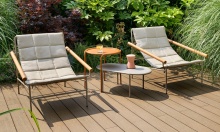 Steel chaise lounger with iroko armrests Dress Code Glam Outdoor