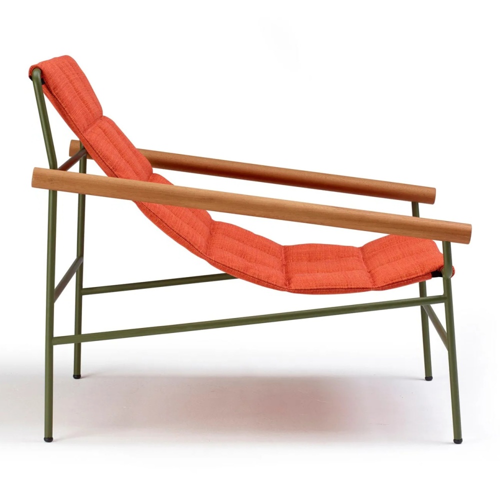 Steel chaise lounger with iroko armrests Dress Code Glam Outdoor