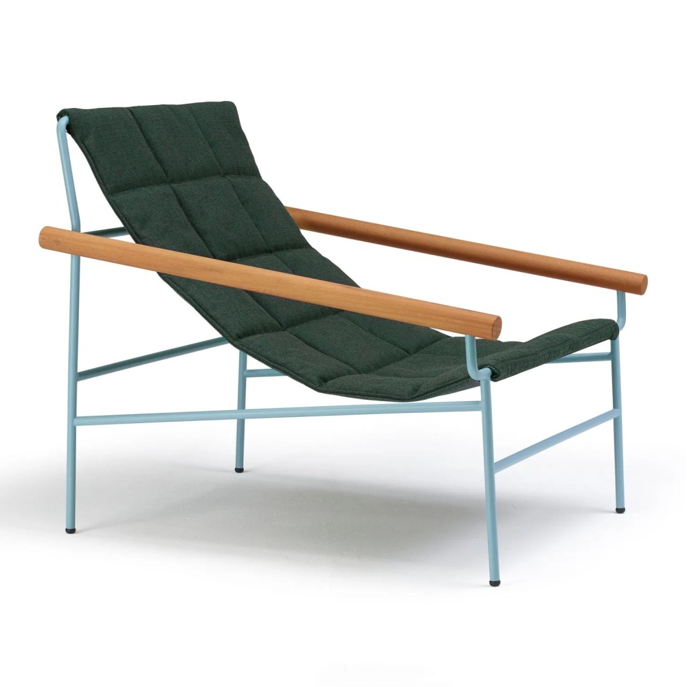 Steel chaise lounger with iroko armrests Dress Code Glam Outdoor