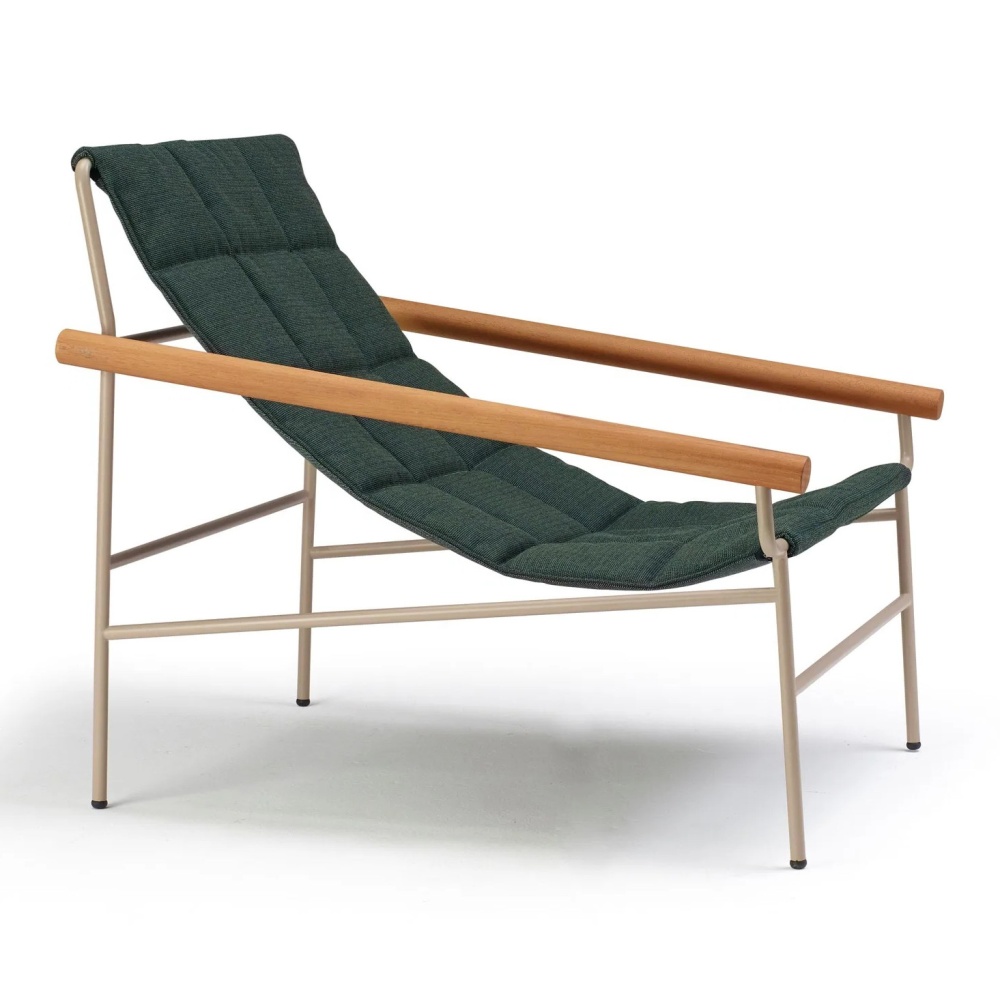 Steel chaise lounger with iroko armrests Dress Code Glam Outdoor