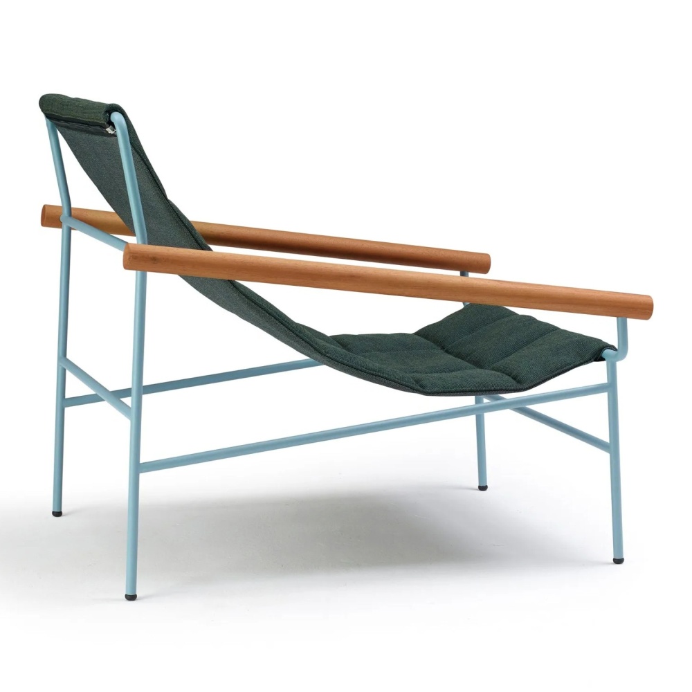Steel chaise lounger with iroko armrests Dress Code Glam Outdoor