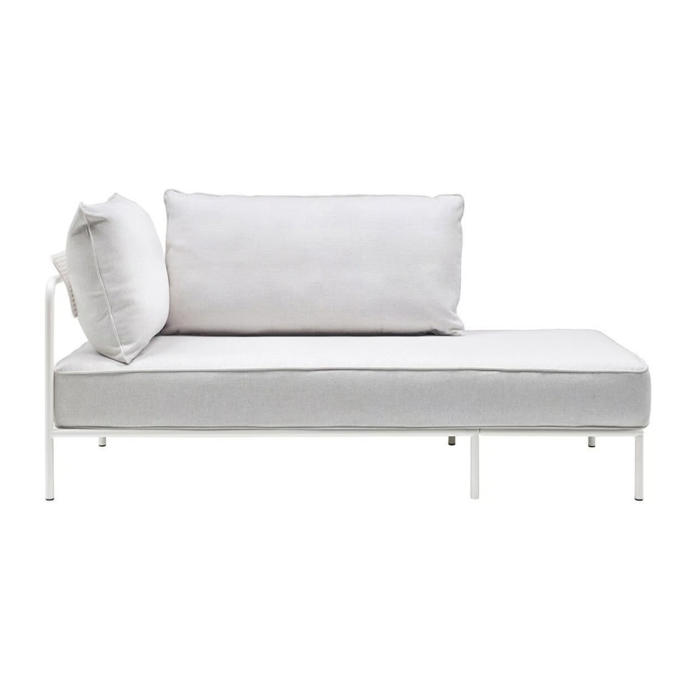 Outdoor metal chaise longue with left armrest FLAP