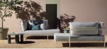 Outdoor metal chaise longue with left armrest FLAP