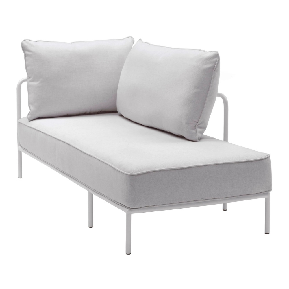 Outdoor metal chaise longue with left armrest FLAP