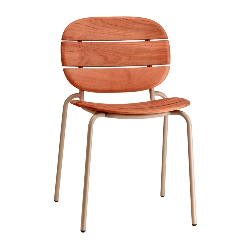 Chaise en bois sur pieds métalliques